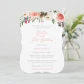 秋の冬の女の子バプテスマ1st誕生日パーティー 招待状 (スタンド正面)