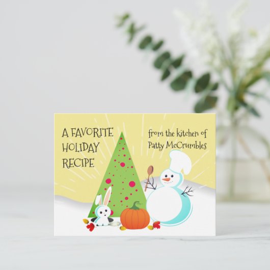 秋の冬の料理のベーキングの休日のレシピカード シーズンポストカード (スタンド正面)