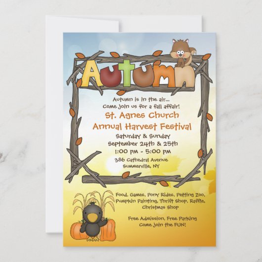 秋の出来事の招待状 招待状 (正面)