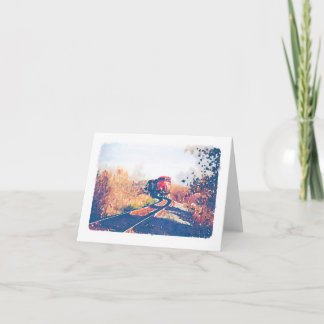 秋の列車の水彩画のデザインNotecard カード