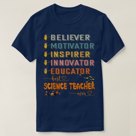 秋の初め秋先生科学先生E Tシャツ (デザイン正面)