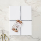 秋の初期のかぼちゃのファームハウスチェックプレイド ギフトタグ (より糸付き)