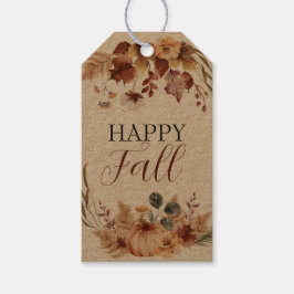 秋の初期のかぼちゃのファームハウスチェックプレイド ギフトタグ