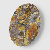 秋の動植物：70年代レトロ ラージ壁時計 (傾斜)