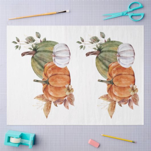 秋の動物とフローラシリーズデザイン17 薄葉紙 (クラフト)