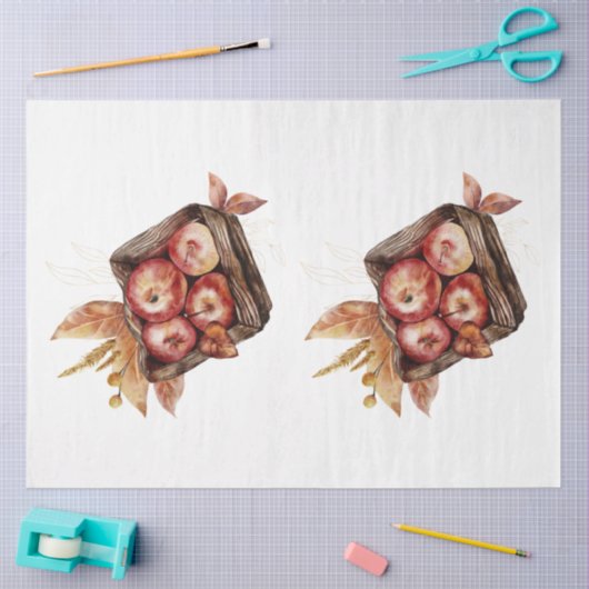 秋の動物とフローラシリーズデザイン19 薄葉紙 (クラフト)