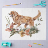 秋の動物とフローラシリーズデザイン24 薄葉紙 (クラフト)