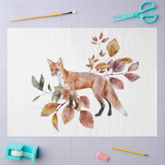 秋の動物とフローラシリーズデザイン35 薄葉紙 (クラフト)