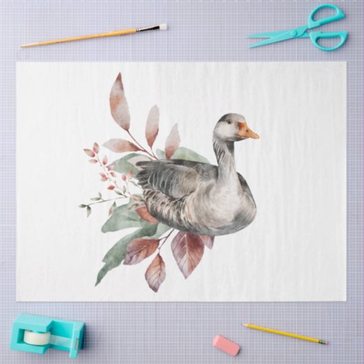 秋の動物とフローラシリーズデザイン48 薄葉紙 (クラフト)