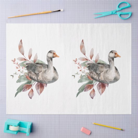 秋の動物とフローラシリーズデザイン49 薄葉紙 (クラフト)