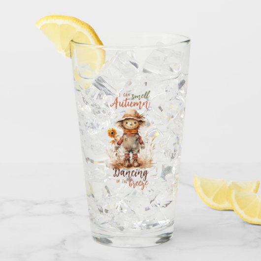 秋の匂いがする – 素朴かかしとサンフラワー タンブラーグラス (アイス正面)