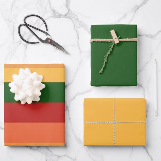 秋の包ストライプの装紙シートの色 ラッピングペーパーシート (正面)