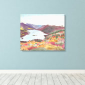 秋の北極湖：水彩キャンバス未切り キャンバスプリント (インサイチュ (ウッドフロア))