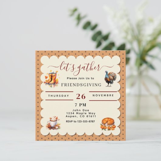 秋の友人感謝祭を楽しもう 招待状 (スタンド正面)