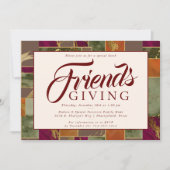 秋の友情金ゴールドバーガンディーマーブルディナー 招待状 (正面)