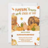 秋の収穫かぼちゃの葉の山々の干し草 招待状 (正面)