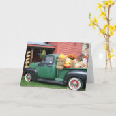 秋の収穫が付いている旧式なトラック カード (黄色い花)