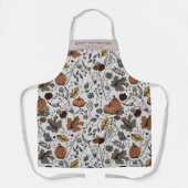 秋の収穫とホーンズ 感謝祭 ライトグレー エプロン (正面)