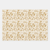 秋の収穫と冬の森の動物を魅了 ラッピングペーパーシート (正面)