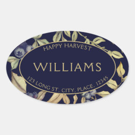 秋の収穫の葉とベリーのカスタマイズ 楕円形シール