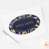 秋の収穫の葉とベリーのカスタマイズ 楕円形シール (封筒)