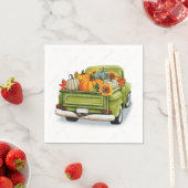 秋の収穫をグリーントラックナプキンズ スタンダードカクテルナプキン (インサイチュ)