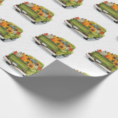 秋の収穫をグリーントラック包装紙 ラッピングペーパー (角)