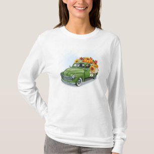 秋の収穫をグリーントラック長袖 Tシャツ