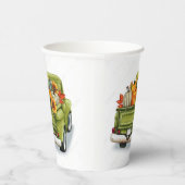 秋の収穫をグリーン・トラック・紙・カップ 紙コップ (右)