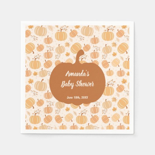 秋の収穫カボチャと葉パステルベビーシャワー スタンダードカクテルナプキン (正面)