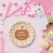 秋の収穫カボチャと葉パステルベビーシャワー ペーパープレート (パーティー)