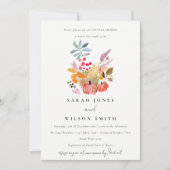 秋の収穫カボチャの水の色のカップルのシャワー 招待状 (正面)