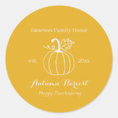 秋の収穫カボチャファミリーサンクスギビング ラウンドシール (正面)