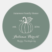 秋の収穫カボチャファミリーサンクスギビング ラウンドシール (正面)
