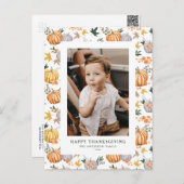 秋の収穫カボチャ写真ハッピー感謝祭 シーズンポストカード (正面/裏面)