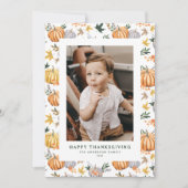 秋の収穫カボチャ幸せな感謝祭の写真 シーズンカード (正面)
