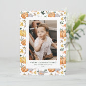 秋の収穫カボチャ幸せな感謝祭の写真 シーズンカード (スタンド正面)