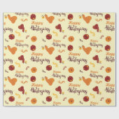 秋の収穫カボチャ幸せな感謝祭シームレス ラッピングペーパー (フラット)