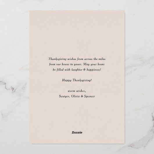 秋の収穫カボチャ模様感謝記念撮影 箔シーズンカード (裏面)