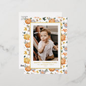 秋の収穫カボチャ模様感謝記念撮影 箔シーズンポストカード (正面/裏面)