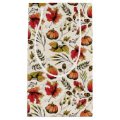 秋の収穫カボチャ、どんぐりと秋の葉 スモールペーパーバッグ (正面)