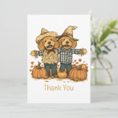 秋の収穫ゴールデンドール犬に感謝 サンキューカード (スタンド正面)