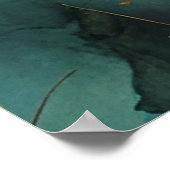 秋の収穫ティール（緑がかった色）ラスト金ゴールド抽象芸術 ポスター (角)