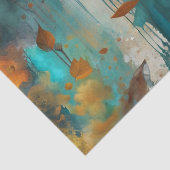 秋の収穫ティール（緑がかった色）ラスト金ゴールド抽象芸術 薄葉紙 (詳細)