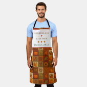 秋の収穫パッチワーク賛美と引用文 エプロン (着用した状態)