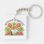 秋の収穫フォークアートパンプキンアンドサンフラワー秋 キーホルダー (裏面)