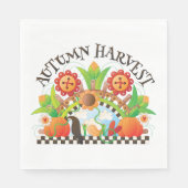 秋の収穫フォークアートパンプキンアンドサンフラワー秋 スタンダードランチョンナプキン (正面)