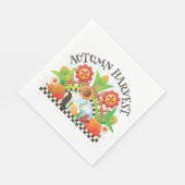 秋の収穫フォークアートパンプキンアンドサンフラワー秋 スタンダードランチョンナプキン (角)