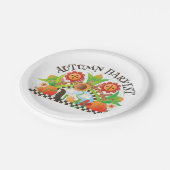 秋の収穫フォークアートパンプキンアンドサンフラワー秋 ペーパープレート (アングル)