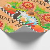 秋の収穫フォークアートパンプキンアンドサンフラワー秋 ラッピングペーパー